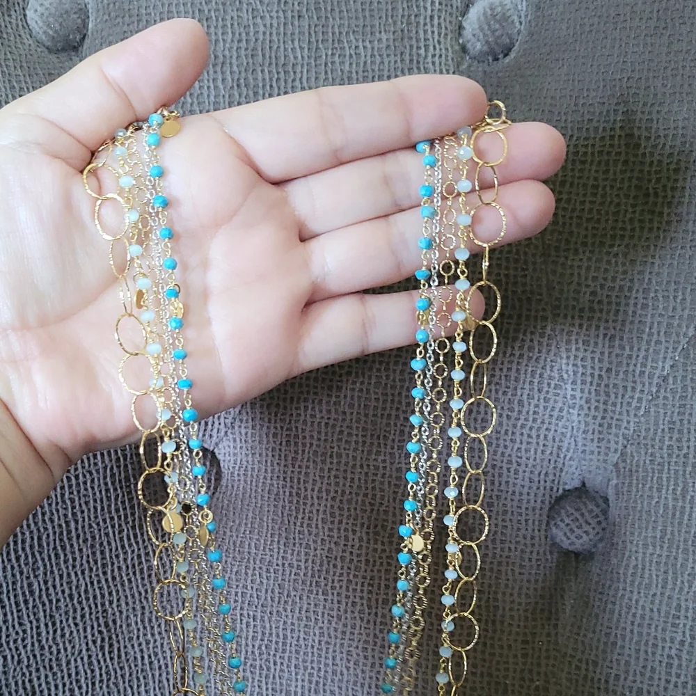 Five🖐 Strand Necklace Statement Necklace - Picture 5 of 16